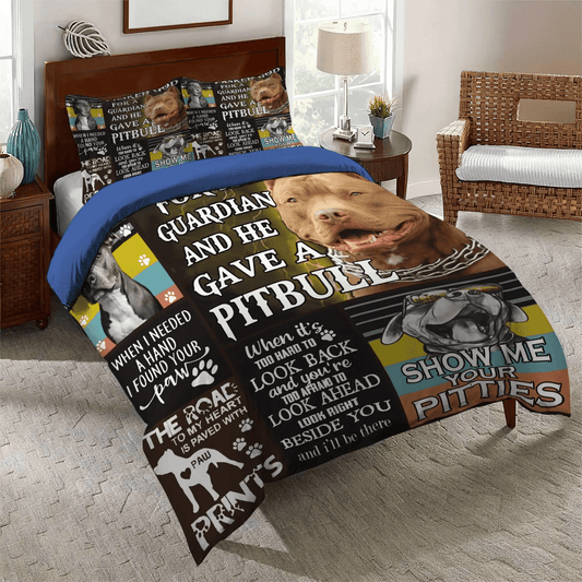 Blue Nose Pitbull Soft Duvet Cover Set, Pitbull Dog King Size Bedding Set, Pitbull Queen Size Bedding Set, Pitbull Bedding Set, Gifts for Pitbull