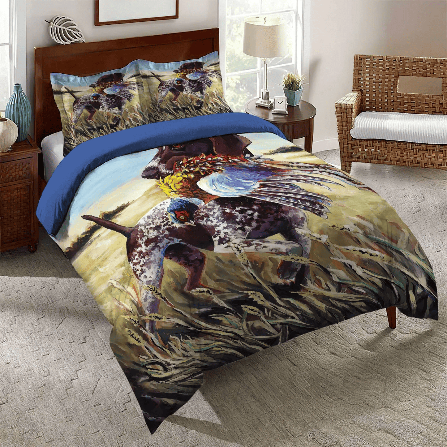 A Righteous Man Goes Hunting Soft Duvet Cover Set, German Shorthaired Pointer Hunting D Bedding Set, Gifts for Hunting