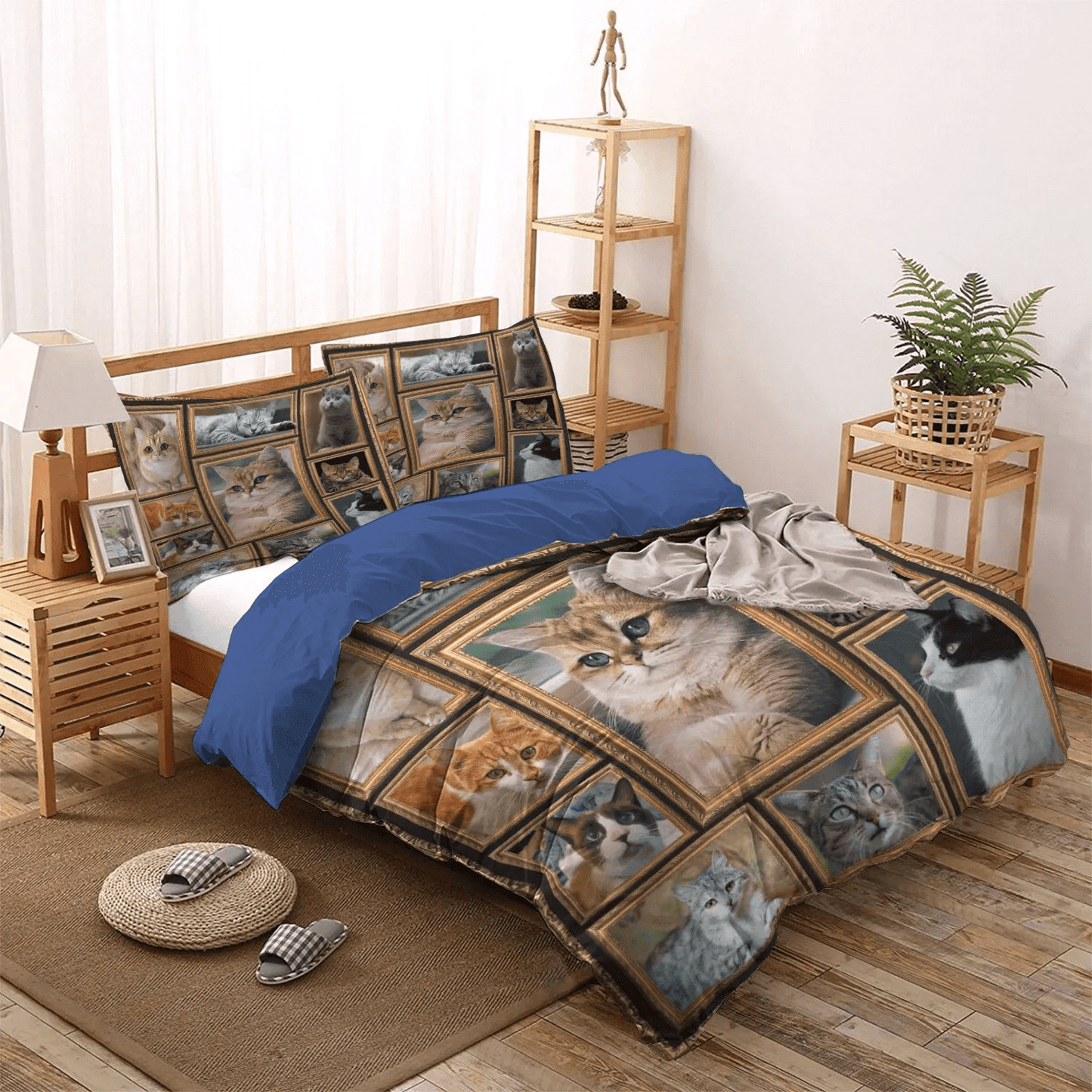 Cat Queen Size Bedding Set, Cat Paw King Size Bedding Set, Cat Tracks Soft Duvet Cover Set, Cat Bedding Set, Gifts for Cat