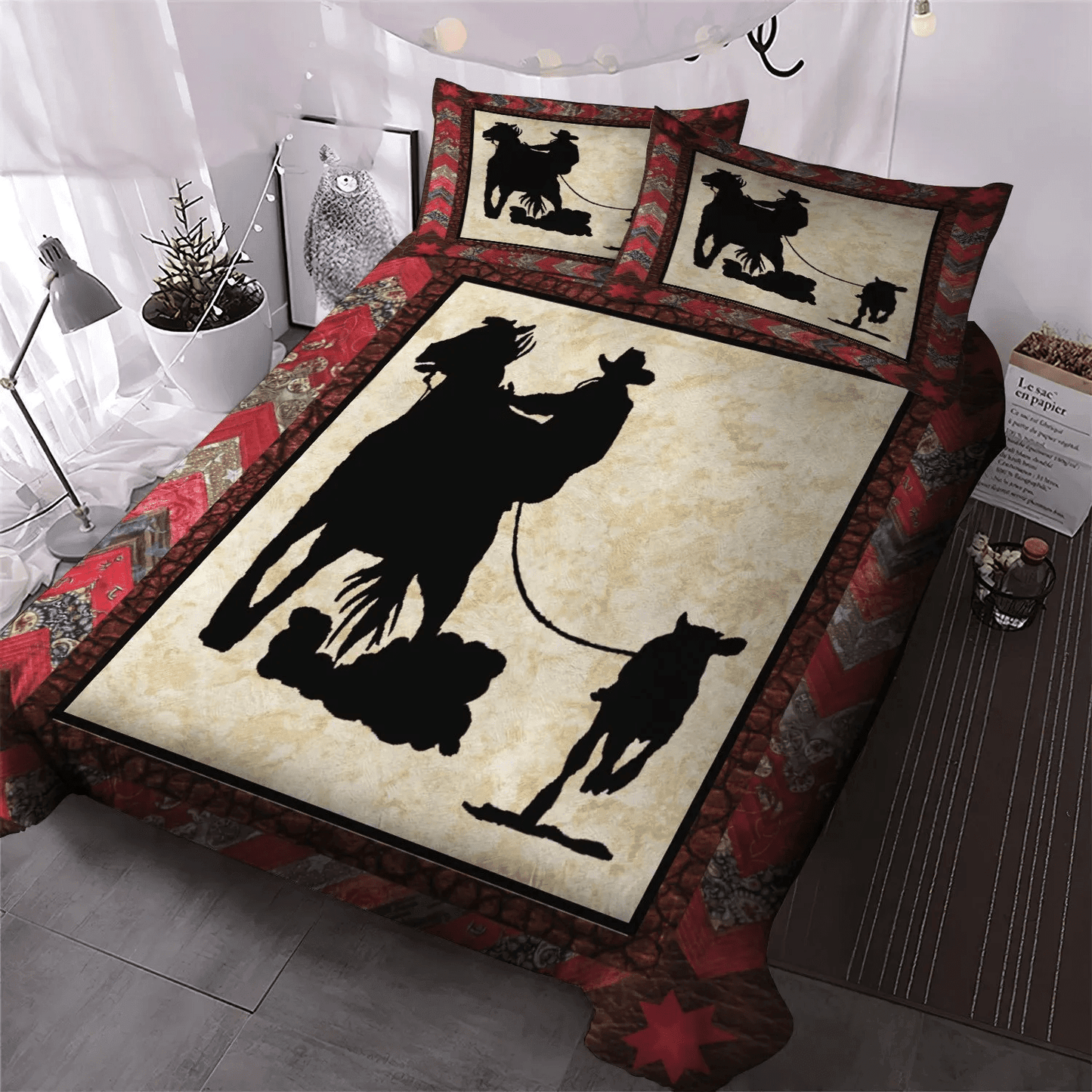 Cowboy Queen Size Bedding Set, Horse Lover Soft Duvet Cover Set, Golden Cowboys King Size Bedding Set, Western Cowboy Bedding Set, Gifts for Cowboy