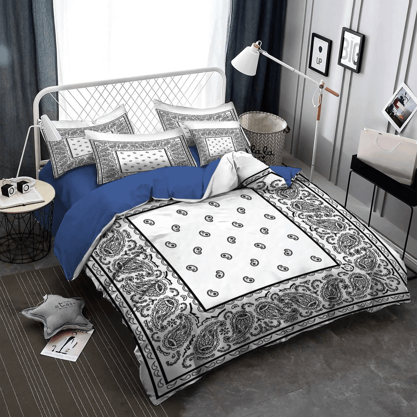 Bandana Soft Duvet Cover Set, Girls Horse Bandana Bedding set, Classic White Bandana Bedding Set, Gifts for Bandana