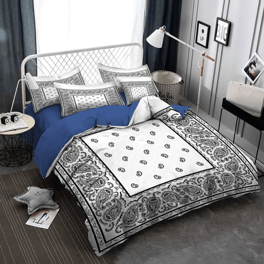 Bandana Soft Duvet Cover Set, Girls Horse Bandana Bedding set, Classic White Bandana Bedding Set, Gifts for Bandana