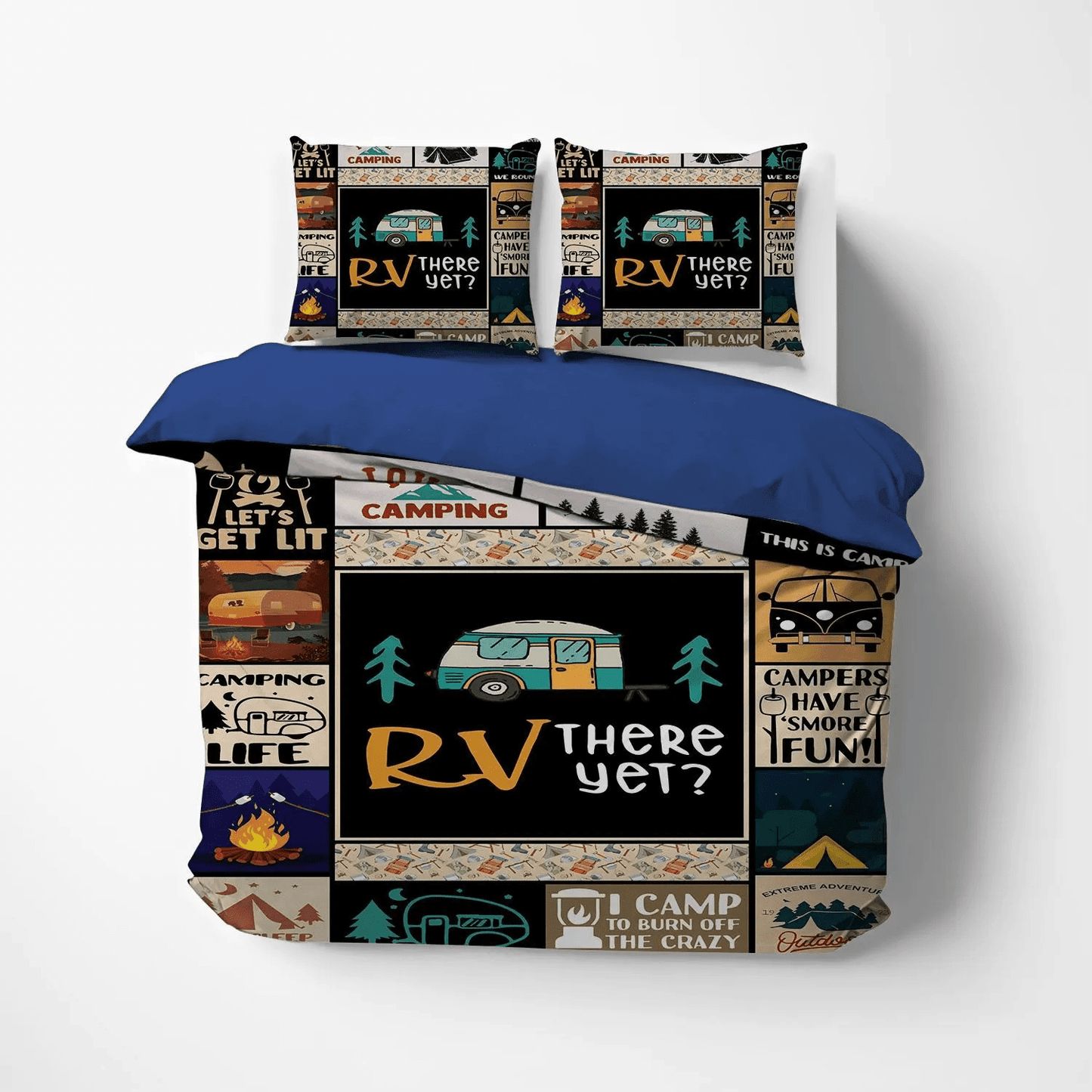 Camping King Size Bedding Set, Camping Matching Soft Duvet Cover Set, Camping Ver PTS Bedding Set, Gifts for Camping