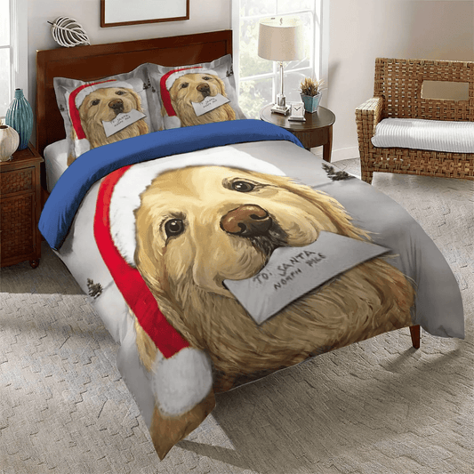 Golden Retrieve Mom Soft Duvet Cover Set, Golden Retriever Queen Size Bedding Set, Golden Retriever Dearsanta Bedding Set, Gifts for Golden Retriever