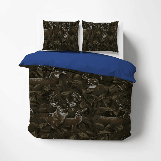A Righteous Man Goes Hunting Soft Duvet Cover Set, Cool Forest Fox Bedding set, Night Forest Deer Hunting Bedding Set, Gifts for Hunting