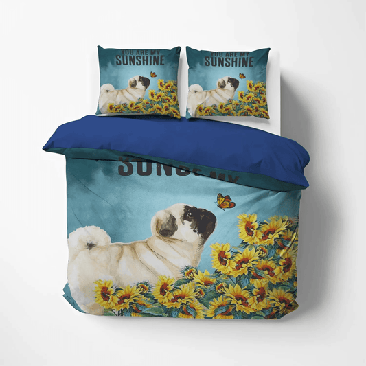 Funny Pug Dog Bedding set, Cute Pug Soft Duvet Cover Set, Pug Lover King Size Bedding Set, Cute Pug Bed Sheets, Gifts for Pug