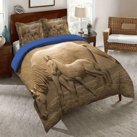 Galloping Horse Bedding set, Horse Queen Size Bedding Set, Horse In Motion Soft Duvet Cover Set, Horse Bedding Set, Gifts for Horse