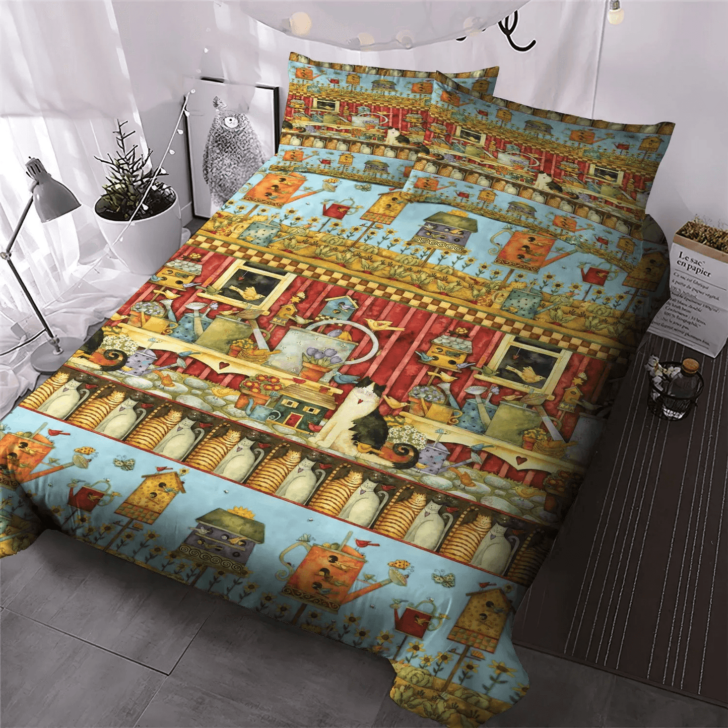 Cat Tracks Soft Duvet Cover Set, Cat Bedding set, Cat Paw King Size Bedding Set, Cat Ver DKN Bedding Set, Gifts for Cat