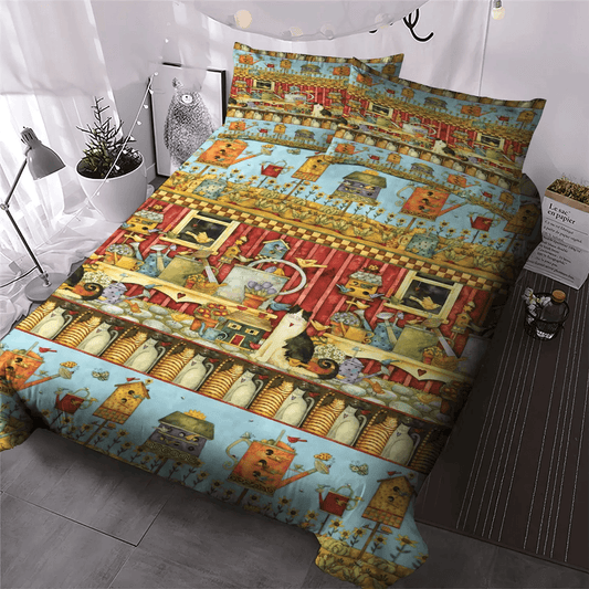 Cat Tracks Soft Duvet Cover Set, Cat Bedding set, Cat Paw King Size Bedding Set, Cat Ver DKN Bedding Set, Gifts for Cat