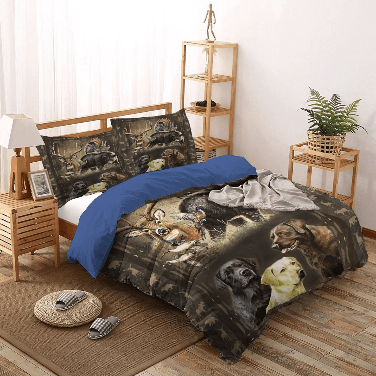 American Flag Deer Hunting Soft Duvet Cover Set, Huntings Bedding set, Hunting King Size Bedding Set, Hunting LTTL Bedding Set, Gifts for Hunting