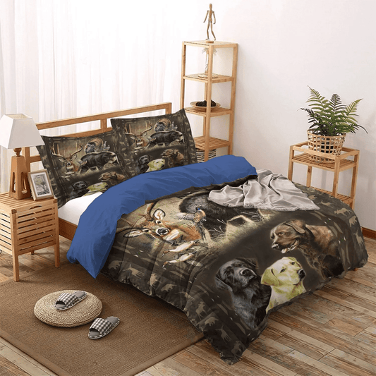American Flag Deer Hunting Soft Duvet Cover Set, Huntings Bedding set, Hunting King Size Bedding Set, Hunting LTTL Bedding Set, Gifts for Hunting