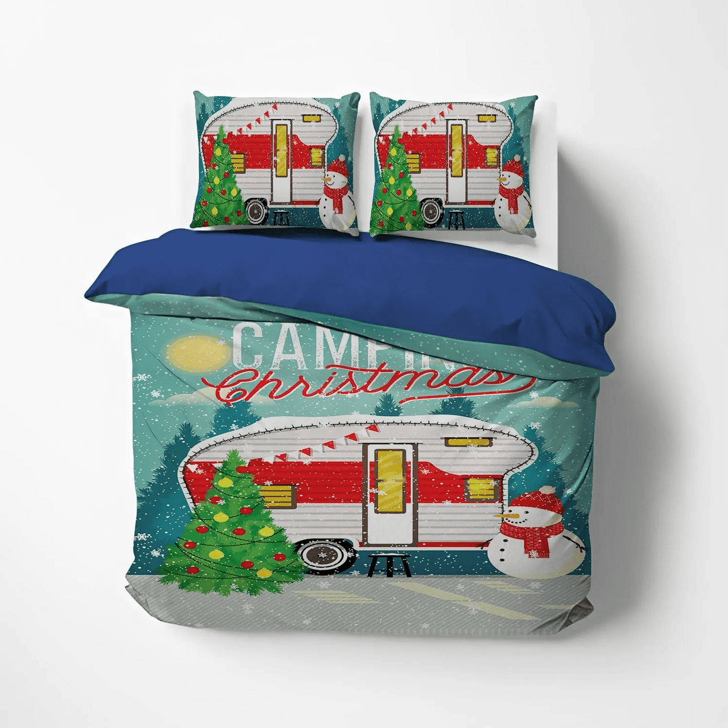 Personalized 3-piece Duvet Cover Bedding Set Christmass Bedding set, Family Camping King Size Bedding Set, Camping Christmas HCD Bedding Set, Gifts for Camping