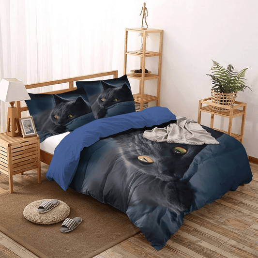 Cat Tracks Queen Size Bedding Set, Cat King Size Bedding Set, Printed Duvet Cover Set Animal Cat LTTL Bedding Set, Gifts for Cat