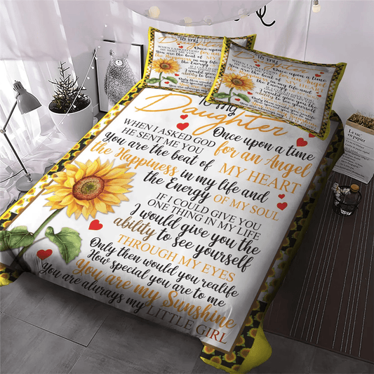 Daughters Queen Size Bedding Set, Sunflower Soft Duvet Cover Set, Sunflower Mom To My Daughter You Are My Sunshine Bedding Set, Gifts for Sunshine
