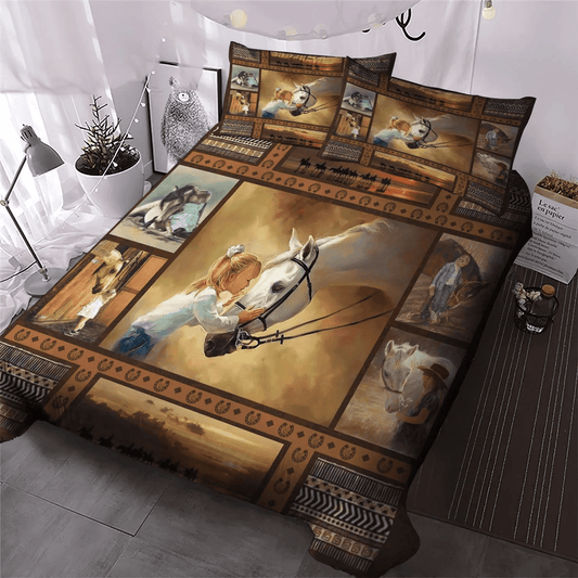 Galloping Horse King Size Bedding Set, Abstract Horse Queen Size Bedding Set, Horse In Motion Soft Duvet Cover Set, Horse Bedding Set, Gifts for Horse