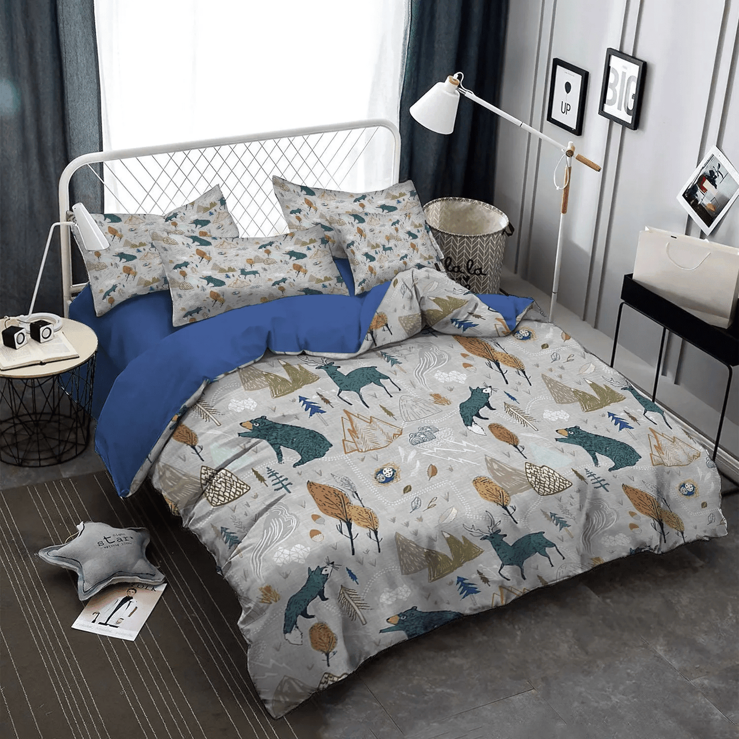 Grand Canyon Hiking Trails Soft Duvet Cover Set, Trail Bedding set, Backwoods Trail Grey Med Bedding Set, Gifts for Trail
