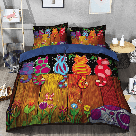 Cat Soft Duvet Cover Set, Cat Tracks Queen Size Bedding Set, Cat Paw Bedding set, Cat Bedding Set, Gifts for Cat