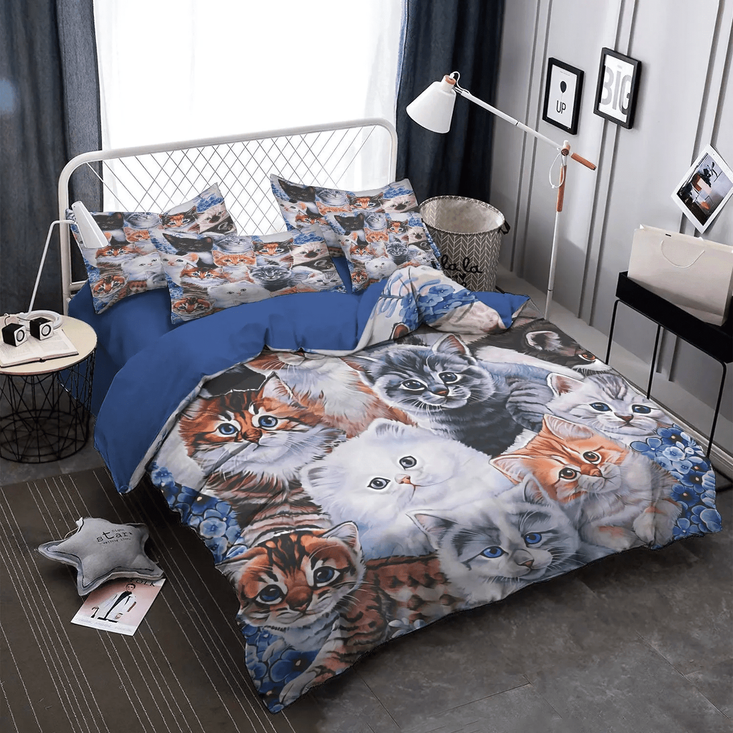 Cat Tracks King Size Bedding Set, Cat Soft Duvet Cover Set, Cat Paw Queen Size Bedding Set, Cats HCD Bedding Set, Gifts for Cat