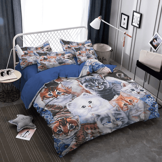 Cat Tracks King Size Bedding Set, Cat Soft Duvet Cover Set, Cat Paw Queen Size Bedding Set, Cats HCD Bedding Set, Gifts for Cat