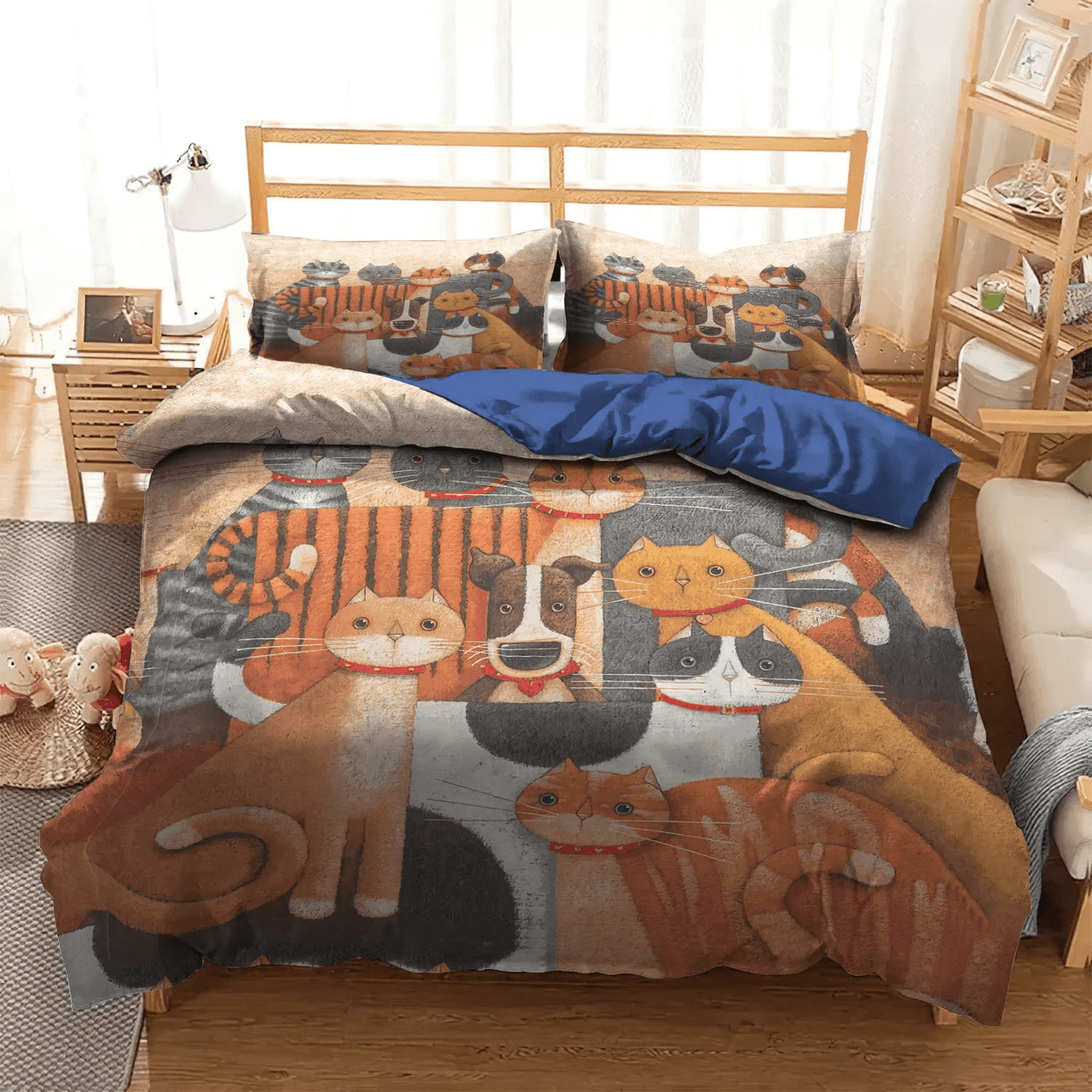 Cat Paw Queen Size Bedding Set, Cat Soft Duvet Cover Set, Cat Tracks King Size Bedding Set, Dog Bedding set, Dog And Cats Bedding Set, Gifts for Dog