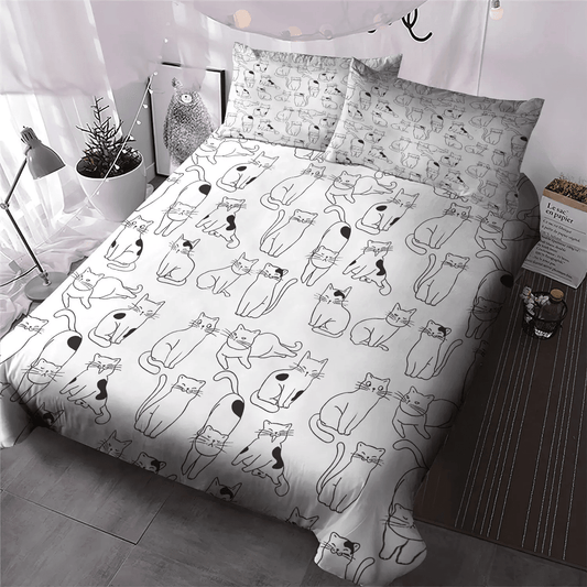 Cat Tracks King Size Bedding Set, Cat Queen Size Bedding Set, Cat Paw Soft Duvet Cover Set, Cat Bedding Set, Gifts for Cat