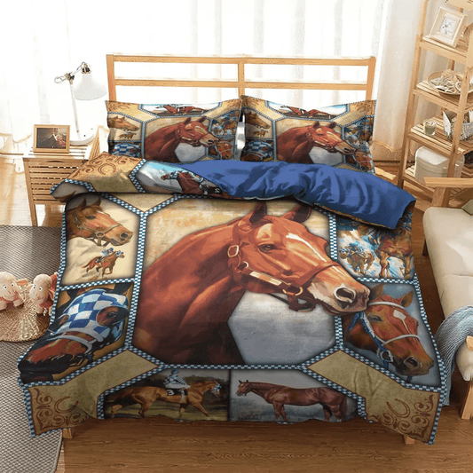 Galloping Horse Soft Duvet Cover Set, Abstract Horse Queen Size Bedding Set, Horse Horse Collection Bedding Set, Gifts for Horse