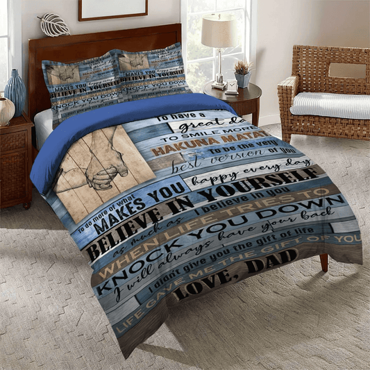 Daughters Soft Duvet Cover Set, Parenting King Size Bedding Set, Family Bedding set, Family To My Daughter Love Dad Bedding Set, Gifts for Daughter