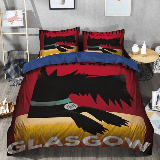 Fox Terrier Dog Lover King Size Bedding Set, Terrier Purple High Quality Soft Duvet Cover Set, Gifts for Terrier