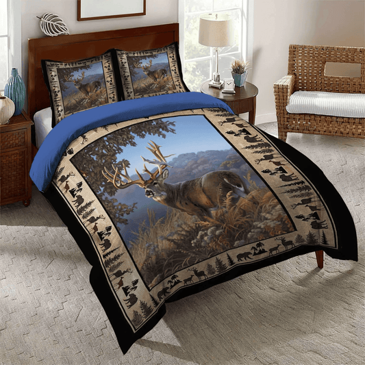 Funny Hunting Soft Duvet Cover Set, Huntings King Size Bedding Set, Deer Hunting Vintage Bedding Set, Gifts for Hunting