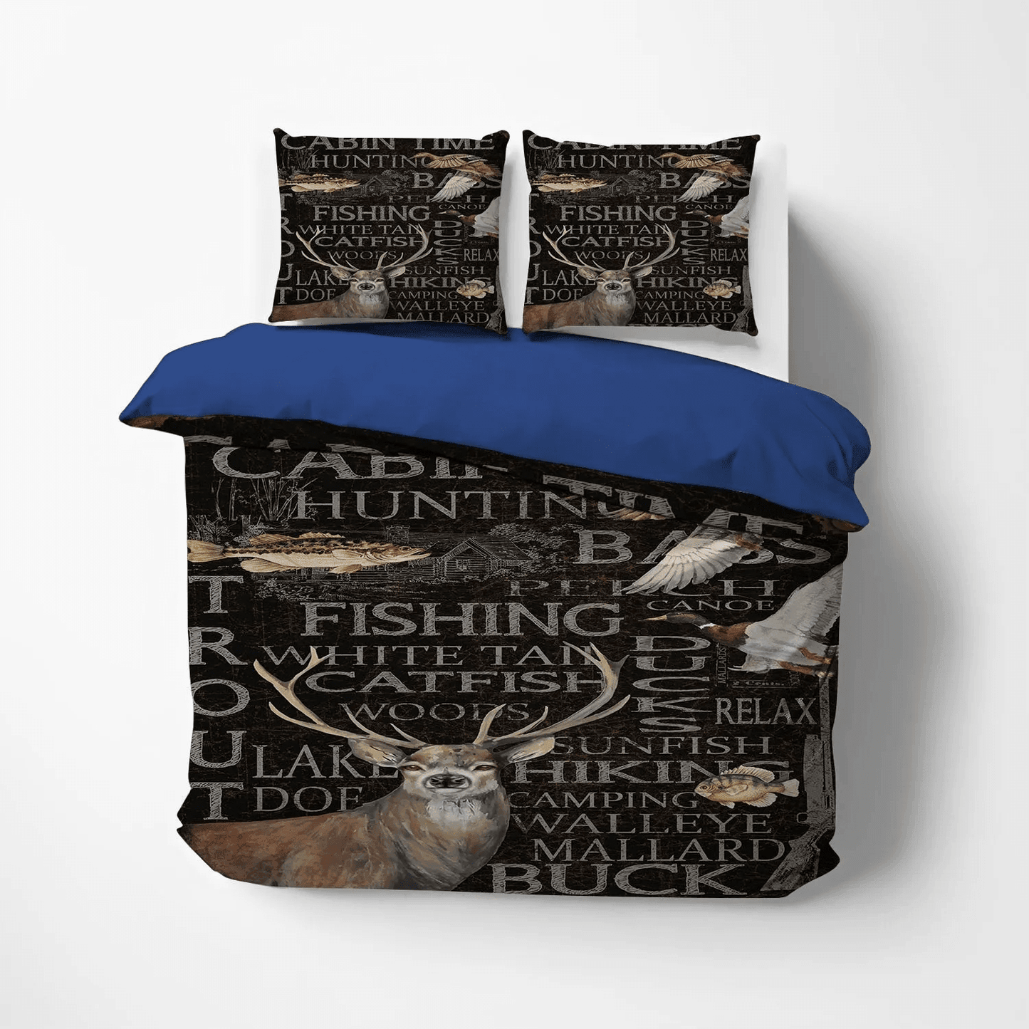 American Flag Deer Hunting Soft Duvet Cover Set, Hunting Wilderness Bedding Set, Gifts for Hunting