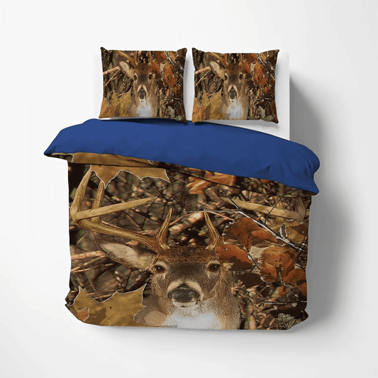 Christmas Deer Soft Duvet Cover Set, Hunting King Size Bedding Set, Deer Bedding set, Hunting Deer V DNT Bedding Set, Gifts for Deer