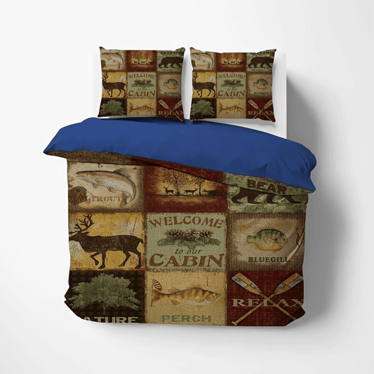 Funny Hunting King Size Bedding Set, American Flag Deer Hunting Soft Duvet Cover Set, Hunting Bedding Set, Gifts for Hunting