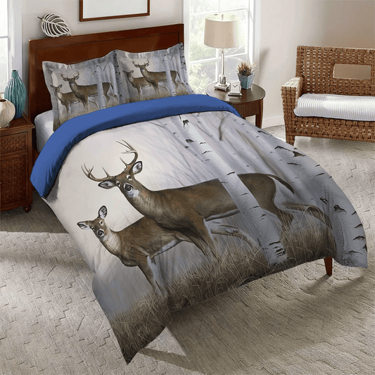 Funny Hunting Queen Size Bedding Set, Deer Lover Soft Duvet Cover Set, Hunting Bedding set, Deer Hunting Posing Bedding Set, Gifts for Deer