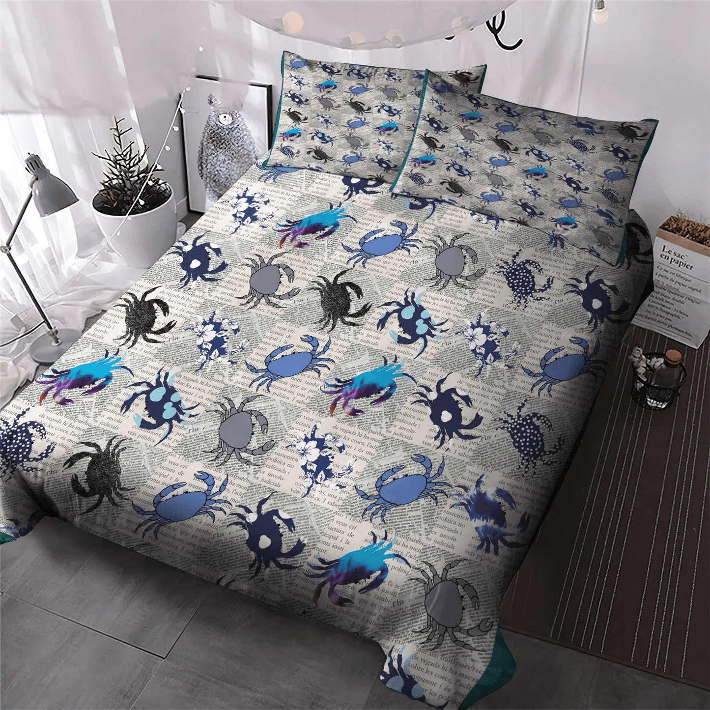 Crab King Size Bedding Set, Horseshoe Crabs Queen Size Bedding Set, Marvelous Crab Bedding set, Horseshoe Crabs Soft Duvet Cover Set, Gifts for Crab