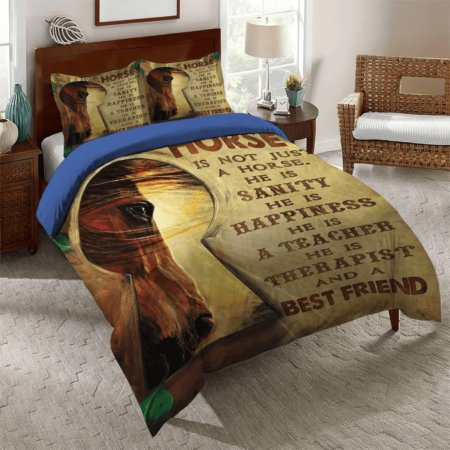 Best Friends Never Too Old Queen Size Bedding Set, Horse In Motion Soft Duvet Cover Set, Horse My Best Friend Bedding Set, Gifts for Best Friends