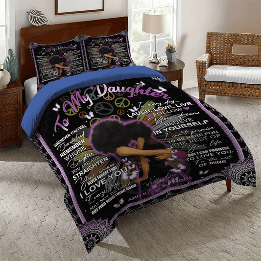 Daughter Soft Duvet Cover Set, Mother Queen Size Bedding Set, To My Daughter Black Mom Bedding Set, Gifts for Mother