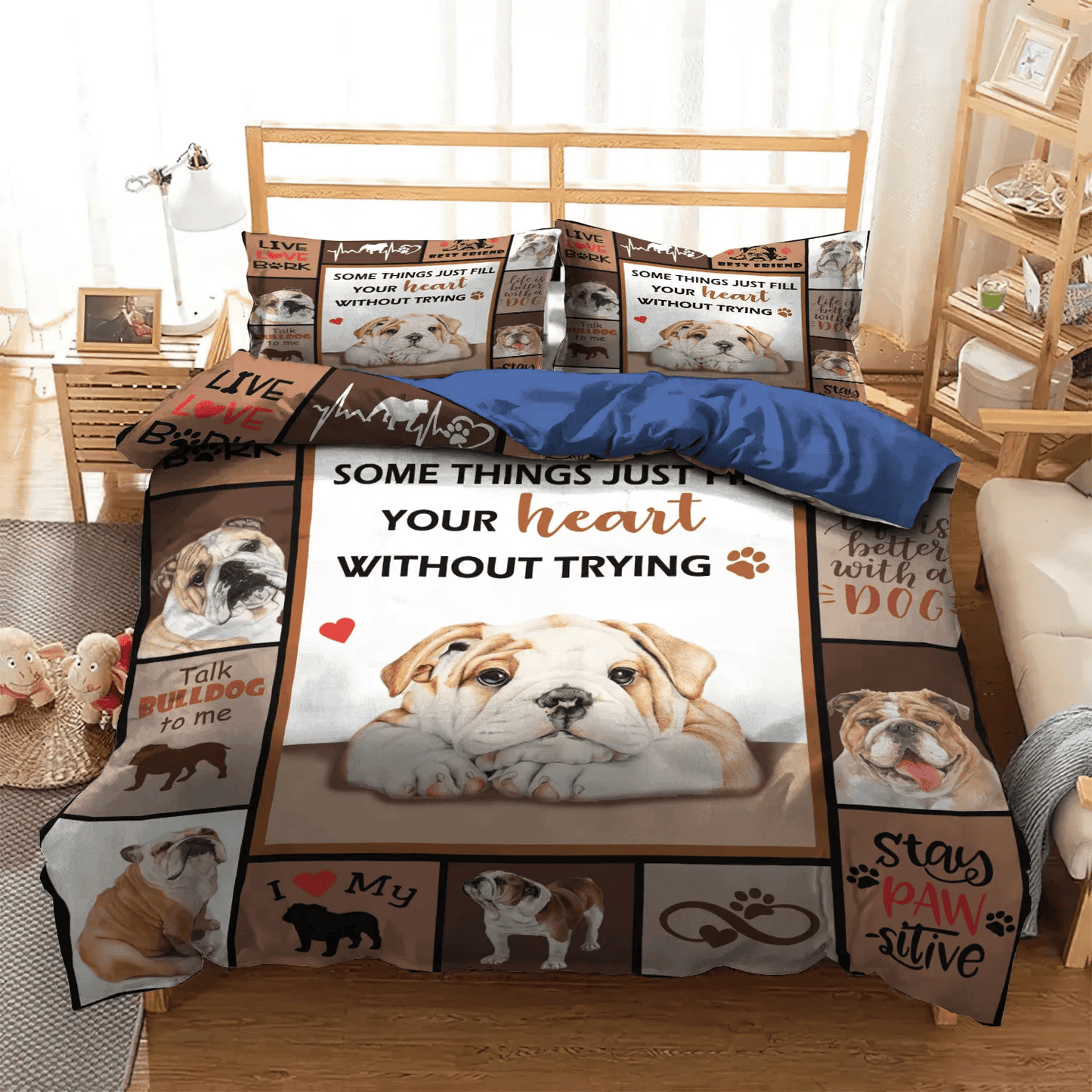Chibi Dog Chibi Dog Chibi Dog Chibi Dog Bedding set, Cute Sleeping Chibi Dog King Size Bedding Set, Dog Lover Soft Duvet Cover Set, Gifts for Dog