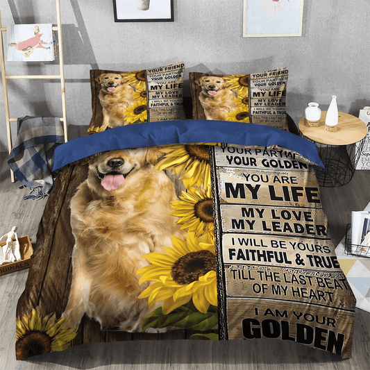 Golden Retriever Queen Size Bedding Set, Golden Retrieve Mom Soft Duvet Cover Set, Gifts for Mother