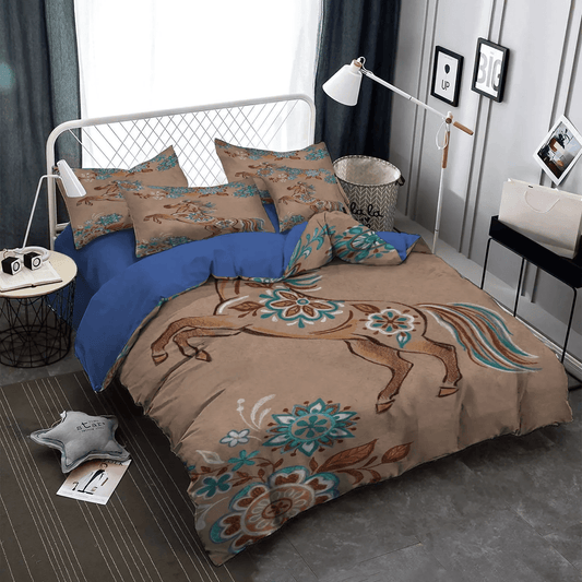 Galloping Horse Soft Duvet Cover Set, Abstract Horse Queen Size Bedding Set, Horse King Size Bedding Set, Horse Bedding Set, Gifts for Horse