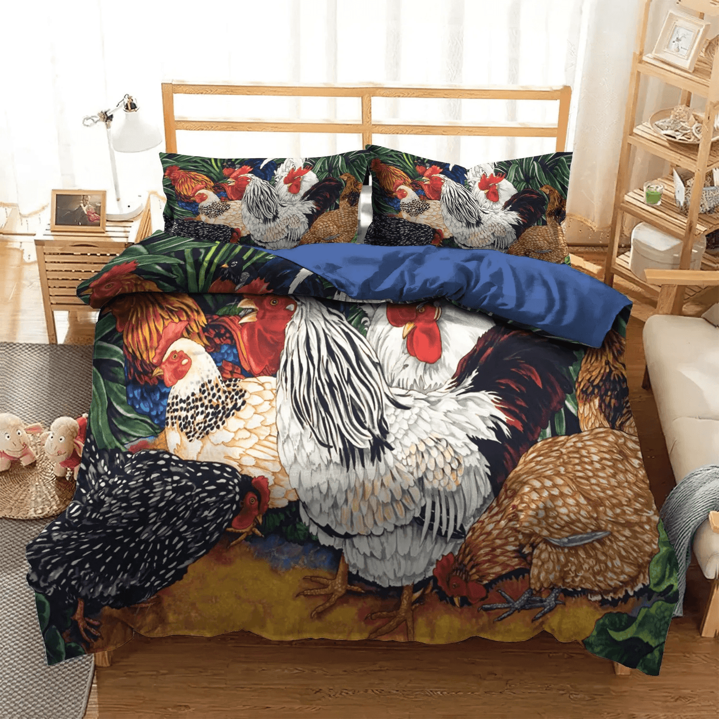 Chicken Mom Soft Duvet Cover Set, Chicken Dandel Bedding set, Chicken Farmer King Size Bedding Set, Chicken Bedding Set, Gifts for Chicken