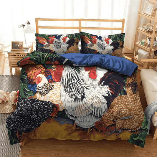 Chicken Mom Soft Duvet Cover Set, Chicken Dandel Bedding set, Chicken Farmer King Size Bedding Set, Chicken Bedding Set, Gifts for Chicken