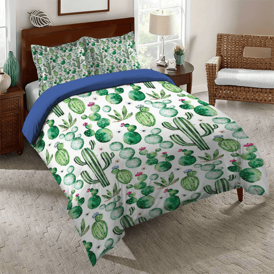Catcus Funny Cat Queen Size Bedding Set, Cactus Bedding set, Funny Cactus Soft Duvet Cover Set, Cactus Bedding Set, Gifts for Cactus