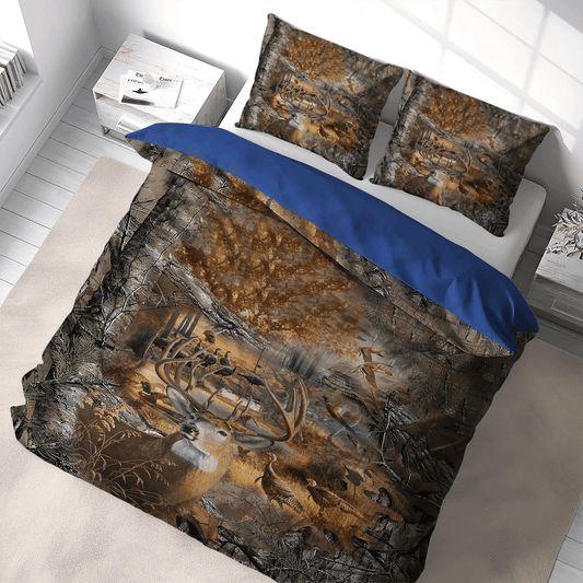 Funny Hunting Soft Duvet Cover Set, American Flag Deer Hunting Queen Size Bedding Set, Hunting Bedding set, Huntings Bed Sheets, Gifts for Hunting