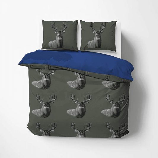 Dear Deer Stag Head Soft Duvet Cover Set, Huntings Queen Size Bedding Set, Buck Deer Hunting DNT Bedding Set, Gifts for Hunting