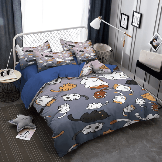 Cat Tracks Bedding set, Cat Queen Size Bedding Set, Cat Paw Soft Duvet Cover Set, Cat Bedding Set, Gifts for Cat