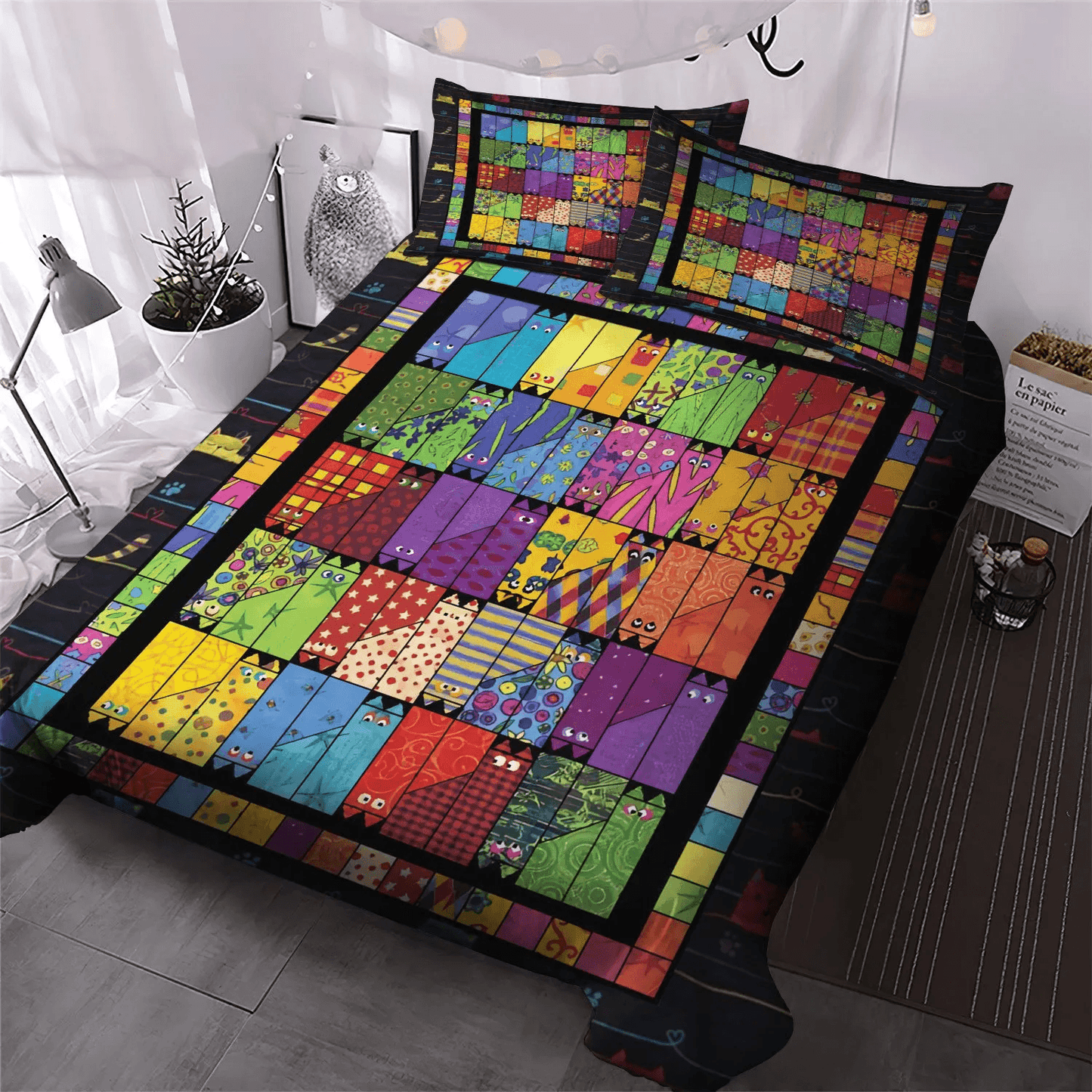 Cat Tracks Queen Size Bedding Set, Cat Bedding set, Cat Paw Soft Duvet Cover Set, Cat Bedding Set, Gifts for Cat