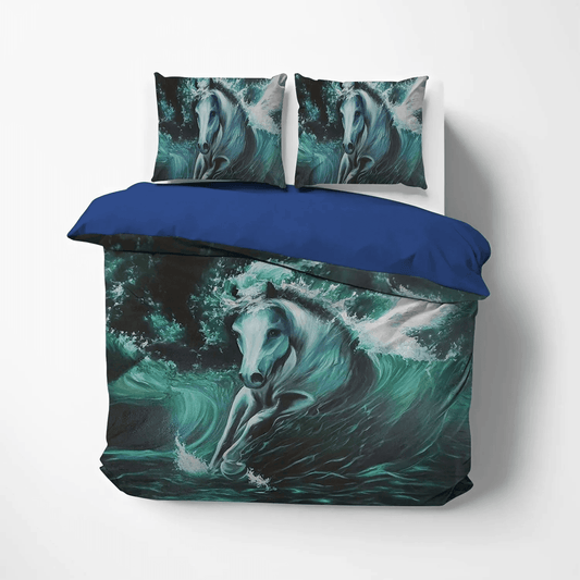 Colorful Horse King Size Bedding Set, Abstract Horse Bedding set, Horse Running Soft Duvet Cover Set, Horse DNT Bedding Set, Gifts for Horse
