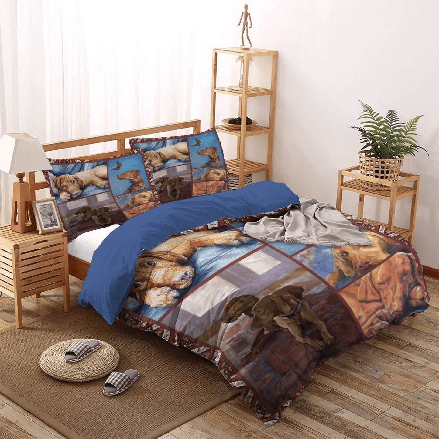Chibi Dog Chibi Dog Chibi Dog Chibi Dog Soft Duvet Cover Set, Vizsla King Size Bedding Set, Vizsla Dog Bedding Set, Gifts for Vizsla