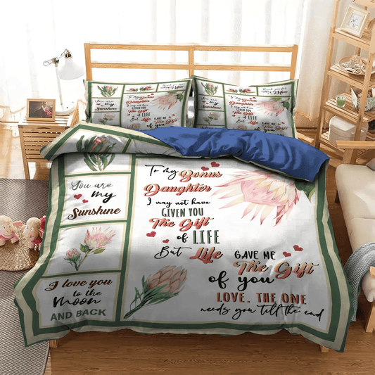 Giraffes Make My Daughter Happy Bedding set, Daughters Soft Duvet Cover Set, To My Bonus Daughter Bedding Set, Gifts for Daughter