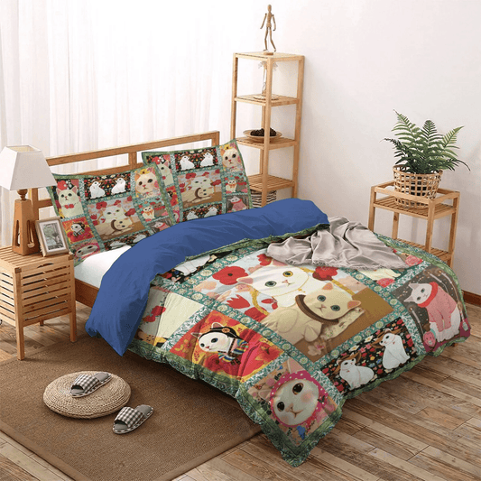 Cat Tracks Soft Duvet Cover Set, Cat Bedding set, Cat Paw King Size Bedding Set, Cat Bedding Set, Gifts for Cat